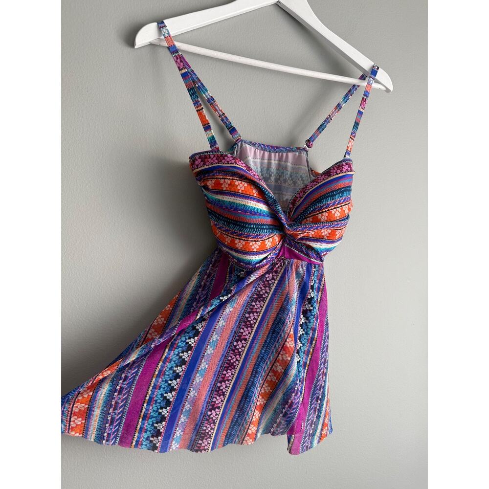 Profile by Gottex Tankini Swim Top S/M Multicolor Tribal Print Underwire Flowy - Picture 3 of 7